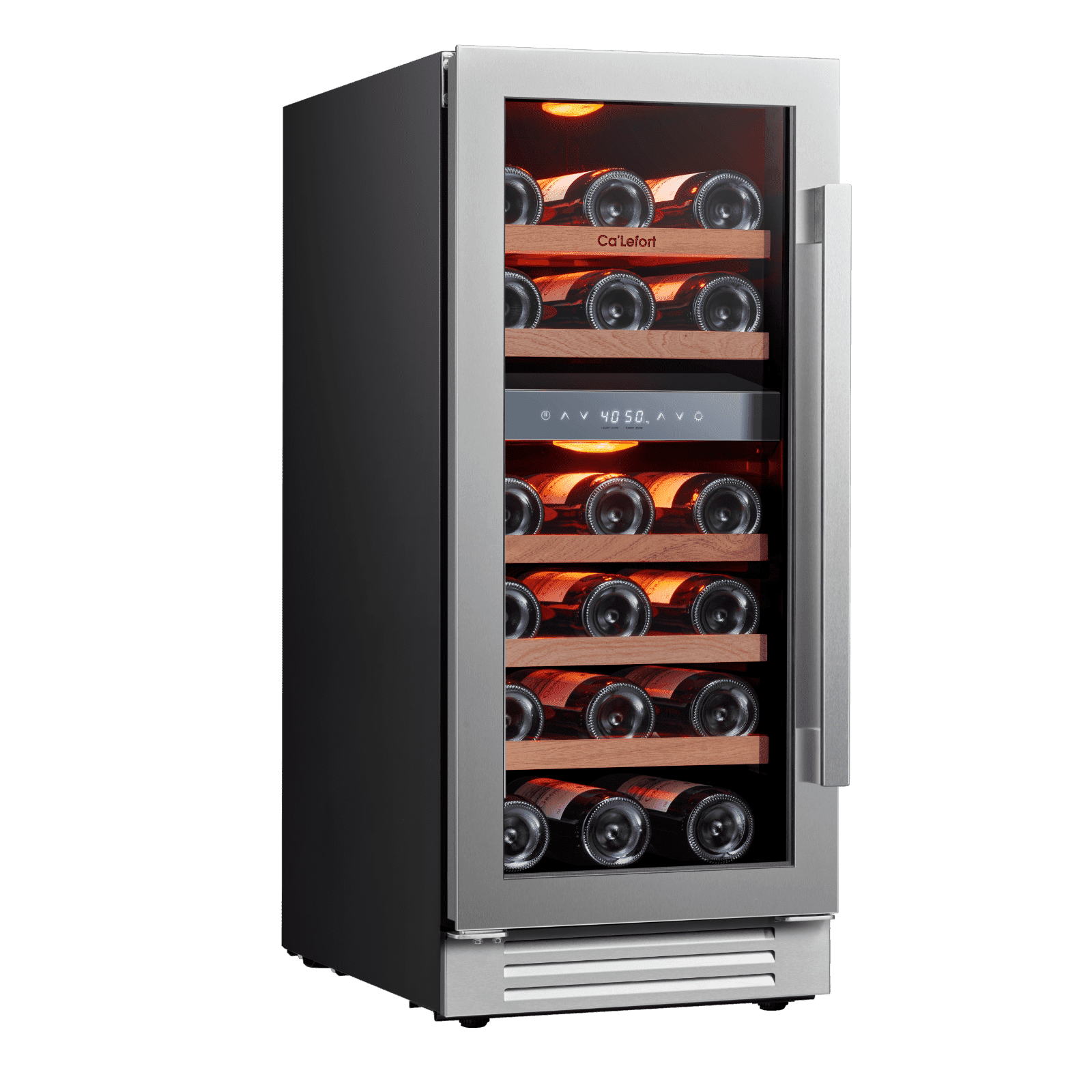 Ca'Lefort 28 Bottle Wine Refrigerator and Cooler, 15 inch Dual Zone Wine Fridge with Tempered Glass Door for Home/Office(Left Opening), Built-in & Freestanding