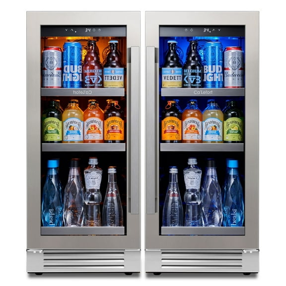 Ca'Lefort 30 Inch Beverage Refrigerator,200 Cans Dual Zone 15'' Beverage Cooler and 15'' Digital Touch Control Beverage Fridge,Built-In or Freestanding