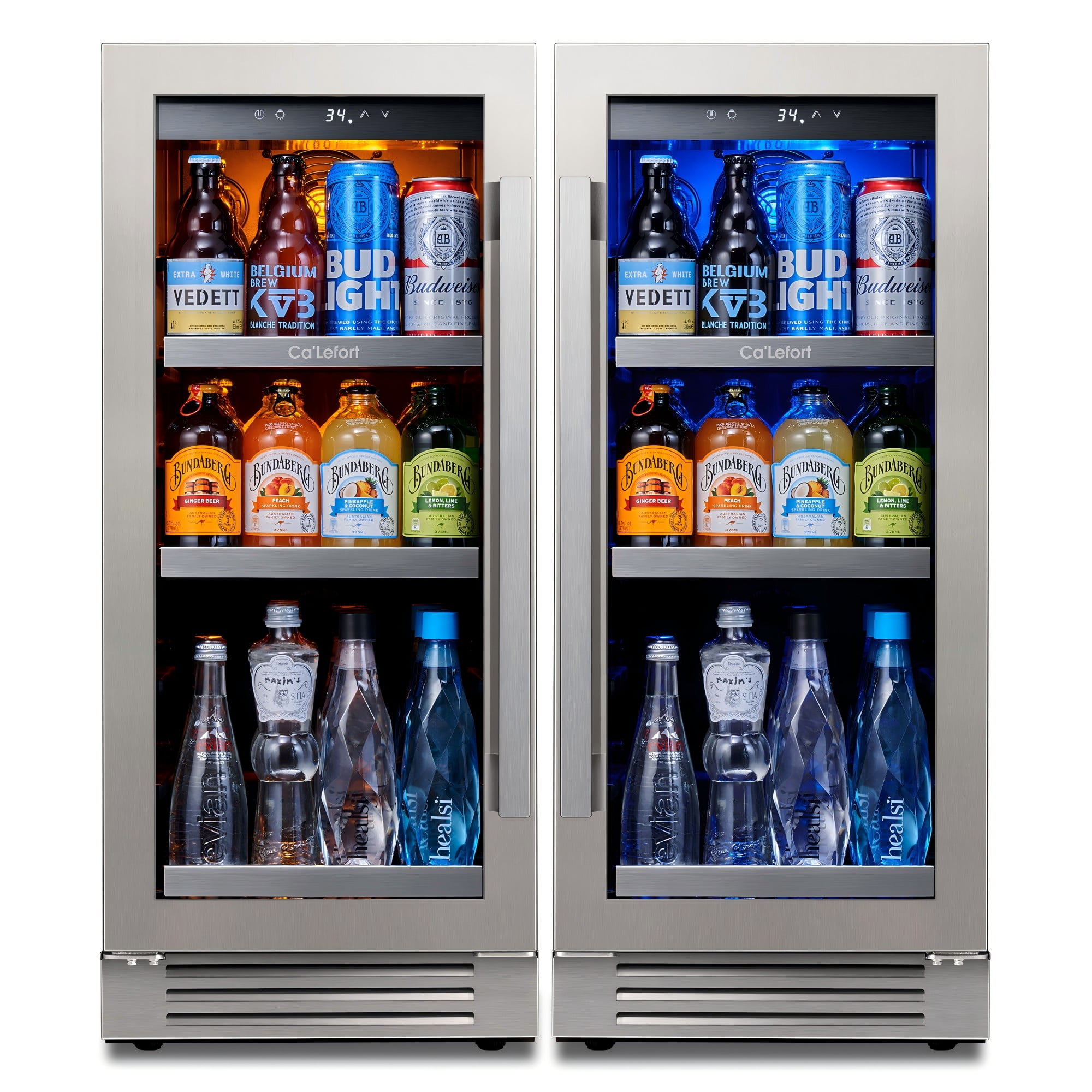 30 in. Dual Zone 200-Cans Beverage Cooler Built-In or Freestanding Fridge Side-by-Side Refrigerators Frost Free in Black