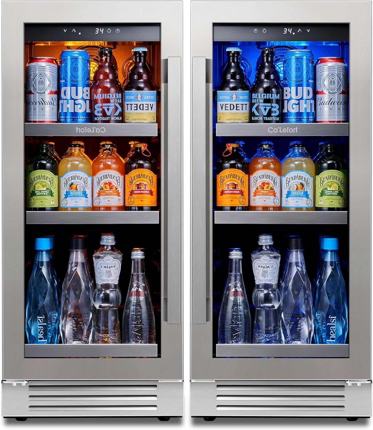 30 in. Dual Zone 200-Cans Beverage Cooler Built-In or Freestanding Fridge Side-by-Side Refrigerators Frost Free in Black