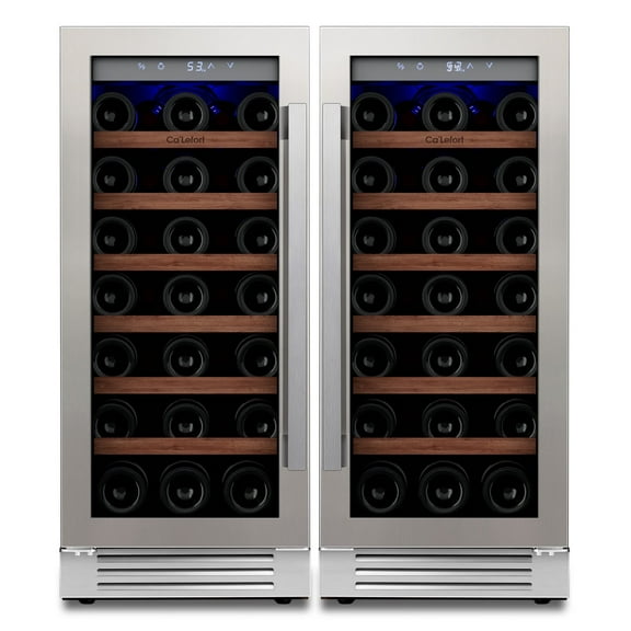 Ca'Lefort 30 inch Wine Fridge,66 Bottle Dual Zone Wine Cooler Refrigerator,Freestanding & Built-in with Stainless Steel frame for Kitchen Office