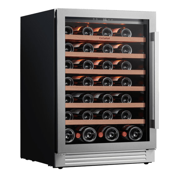 Ca'Lefort 61 Bottle Cooler Wine Refrigerator, 24 inch Left Opening Wine Fridge with Stainless Steel Tempered Glass Door for Home/Office