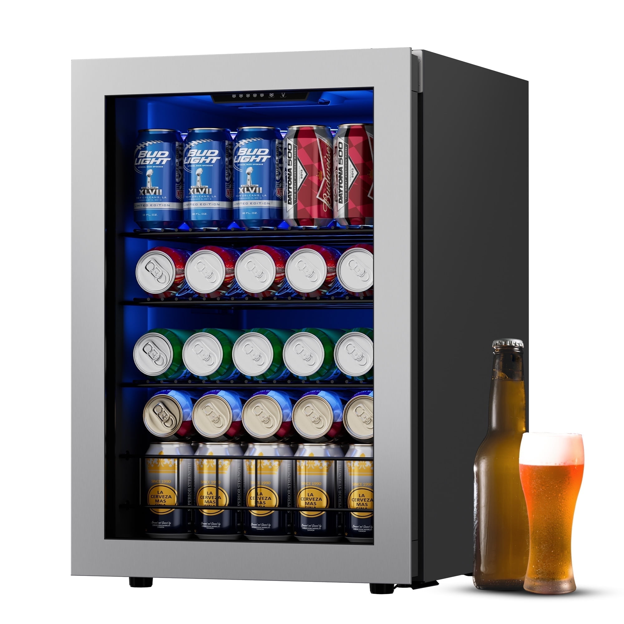 Ca'Lefort 77 Can Beverage Cooler Refrigerator, 2.18 Cu.ft. Beverage Fridge with Glass Door for Soda Beer for Home Office