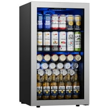 Ca'Lefort Beverage Refrigerator Cooler, 102-140 Can Freestanding Beverage Fridge，Mini fridge with Glass Door for Home/Bar/Office