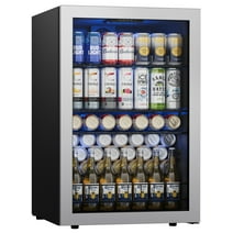 Ca'Lefort Beverage Refrigerator Cooler, 180 Can Freestanding Beverage Fridge，Mini fridge with Glass Door for Home/Bar/Office