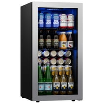 Ca'Lefort Beverage Refrigerator Cooler,95-121 Can Freestanding Beverage Fridge，Mini fridge with Glass Door for Home/Bar/Office