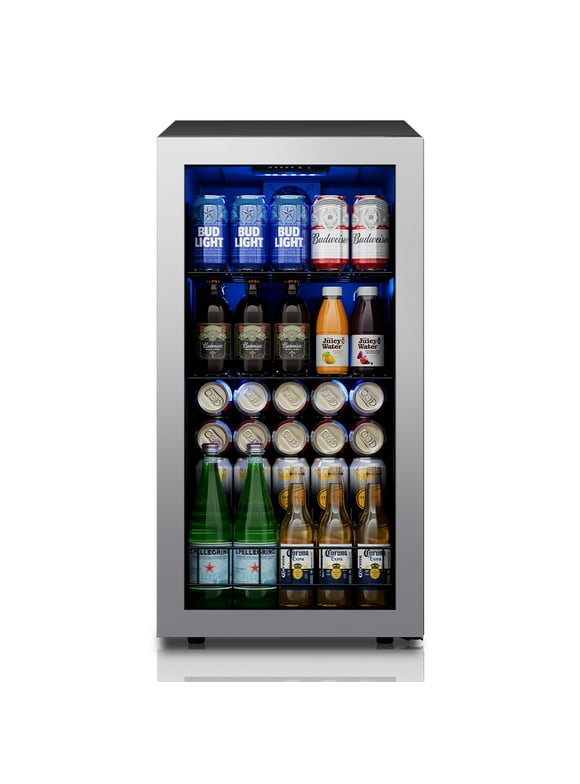 Ca'Lefort Beverage Refrigerator and Cooler,121 Can Mini Fridge with Glass Door for Soda Beer for Home Office