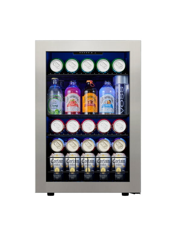 Ca'Lefort Beverage Refrigerator and Cooler, 77 Can Mini Fridge with Glass Door for Soda Beer for Home Office