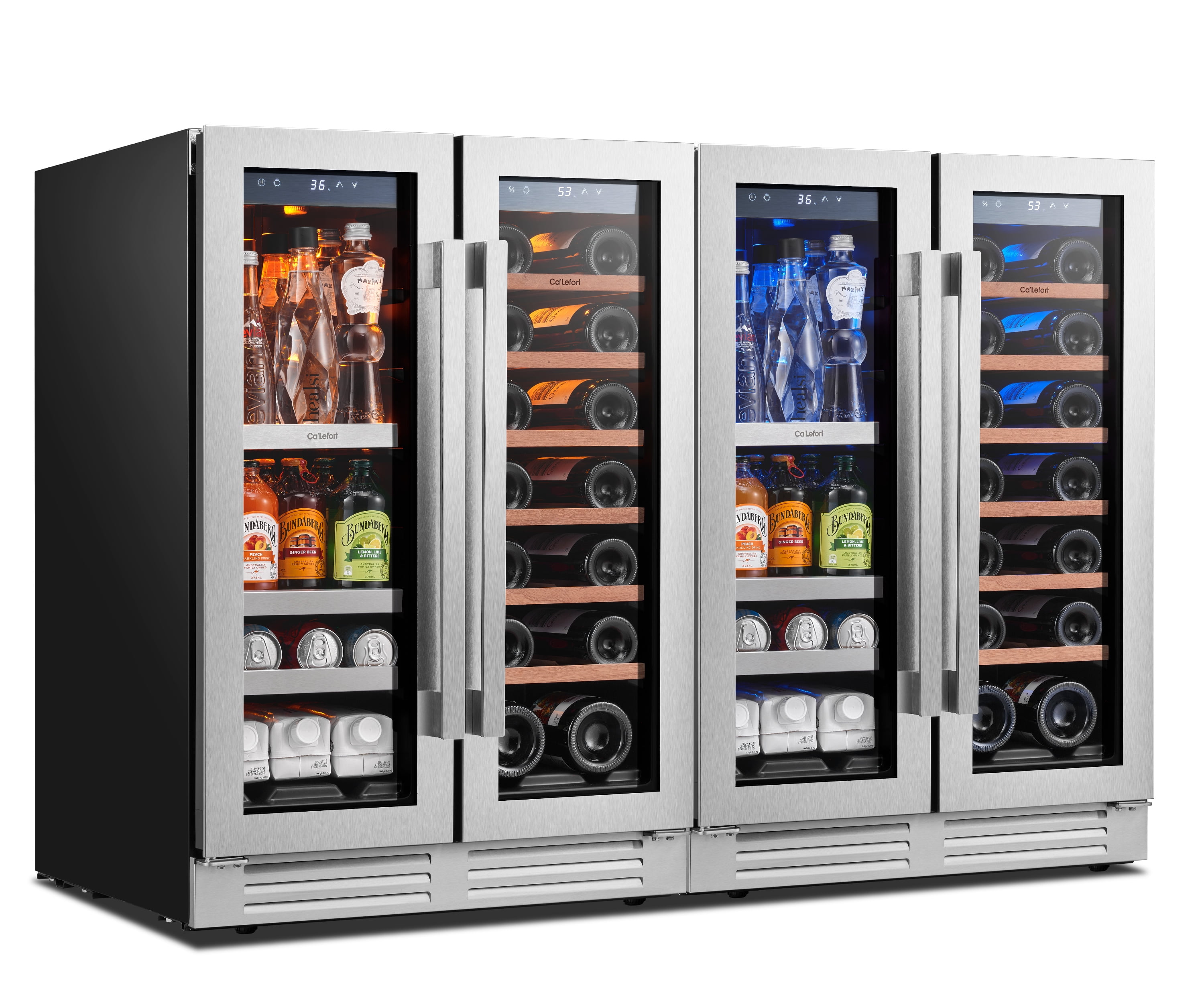 Ca'Lefort Wine Cooler Beverage Refrigerator, Hold 160 Cans and 40 Bottles Dual Zone Wine Fridge Freestanding & Built-in with Stainless Steel frame for Kitchen Office