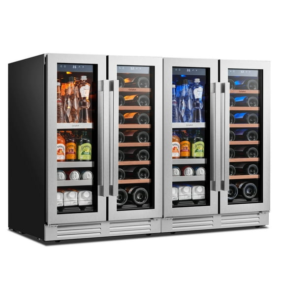 Ca'Lefort Wine Cooler Beverage Refrigerator, Hold 160 Cans and 40 Bottles Dual Zone Wine Fridge Freestanding & Built-in with Stainless Steel frame for Kitchen Office