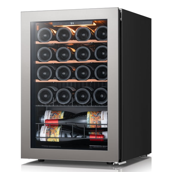 Ca'Lefort Wine Cooler Refrigerator, 2.2 cu.ft. Mini Wine Fridge Freestanding Wine Chiller with Double-Layer Glass Door for Home/Office