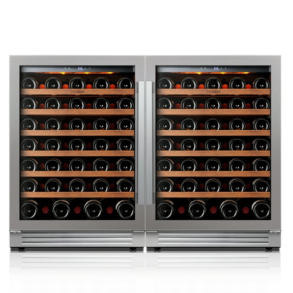 Ca'Lefort Wine Fridge,108 Bottle Dual Zone Wine Cooler Refrigerator,Freestanding & Built-in with Stainless Steel frame for Kitchen Office