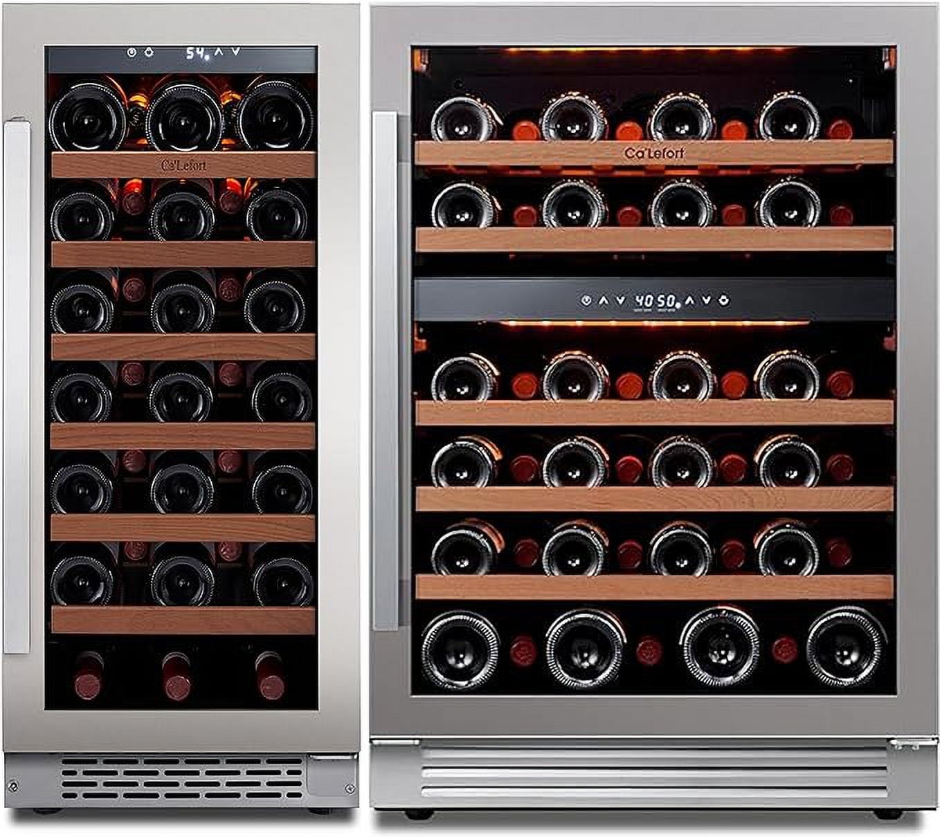 Ca'Lefort Wine Fridge,79 Bottle Dual Zone Wine Cooler Refrigerator,Freestanding & Built-in with Stainless Steel frame for Kitchen Office