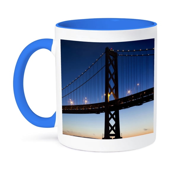 3dRose, CA, San Francisco, Embarcadero, Bay Bridge - US05 WBI0703 - Walter Bibikow, 15oz Two-Tone Blue Mug