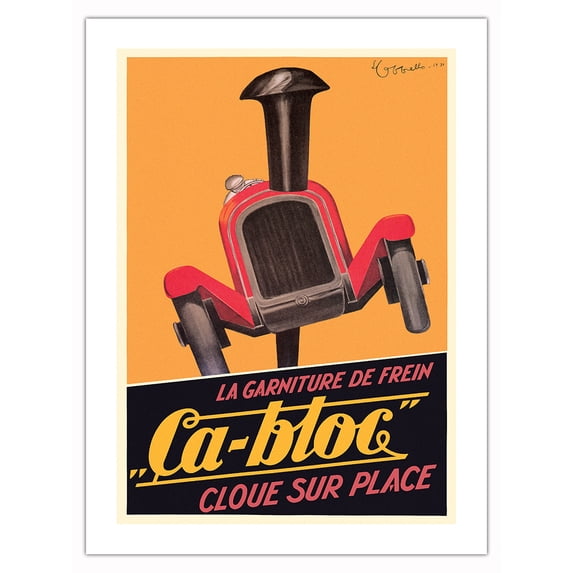 Ca-bloc Automotive Brakes - Vintage French Advertising Poster by Leonetto Cappiello c.1931 - Bamboo Fine Art 290gsm Paper (Unframed) 12x16in