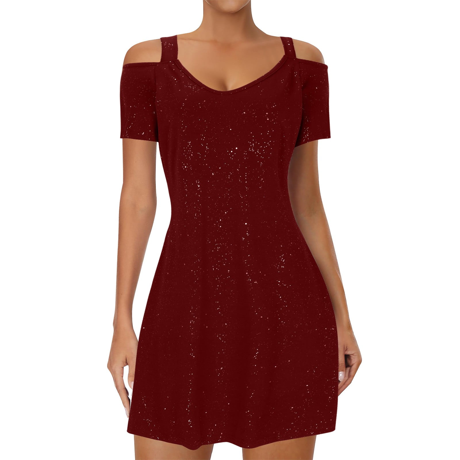 Season of Sparkle Off Shoulder Cape Style Mini Dress main image 0