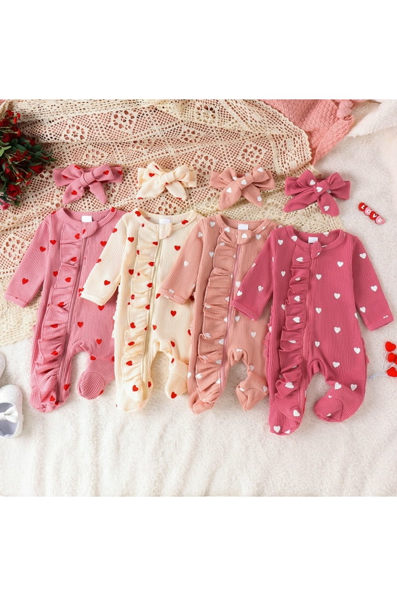 Baby Bodysuit Onesie One Piece Newborn Home Outfit Long Sleeve Romper 3-6 Months Zipper Jumpsuit Infant Clothes Girl Boy Gift Cheapest Items on Sale Watermelon Red 6M