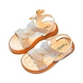 thumbnail image 1 of CaComMARK PI Baby Girls Sandals Clearance Summer Shoes Children Gifts Cute Non-Slip Rhinestone Roman Princess Sandals 2-12T Toddler Sandals Cheapest Items on Sale Beige, 1 of 6