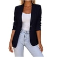 thumbnail image 1 of CaComMARK PI Blazers for Women Business Casual Open Front Work office Suit Lightweight Single Button Blazer with Pockets Navy, 1 of 6