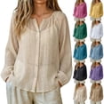 thumbnail image 1 of CaComMARK PI Button Down Shirt Women Casual Long Sleeve Shirts Breathable Plus Size Summer Sheer Mesh Tops Beach Cover Up Yellow, 1 of 9