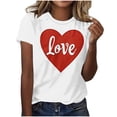 thumbnail image 1 of CaComMARK PI Christmas Clearance Sale Valentine's Day Shirt for Women Plus Size Short Sleeved Crew Neck Hearts Print Casual Top Shirt White 14(3XL), 1 of 4