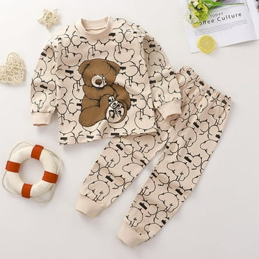 CaComMARK PI Clearance 2-Piece Pajamas Sleepwear PJs 100% Organic Cotton for Infant Baby Boy Beige 9 Months