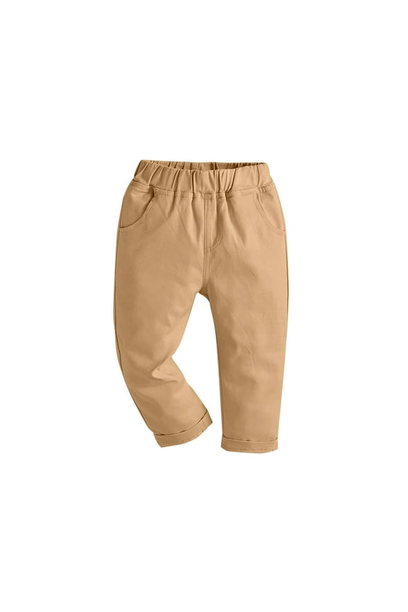 Boys School Uniform Pants Toddler Baby Chino Cargo Trousers with Pockets Casual Wear Khaki 6 Months