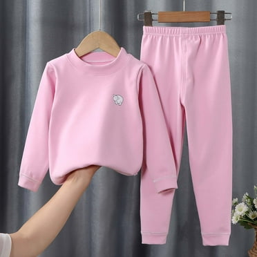 CaComMARK PI Clearance Boys and Girls thermal Underwear Set Winter Long Johns Fleece Pajamas Two Piece Set for Toddler to Big Kids Pink 1 Years