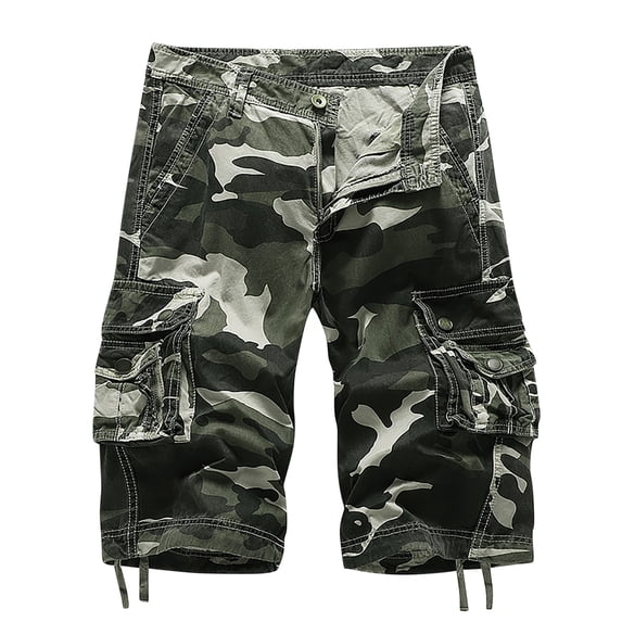 CaComMARK PI Cargo Shorts for Men Camo Multi Pocket Fashionable Casual Workwear Shorts Camouflage Outdoor Twill Cargo Shorts Gray 4(30)