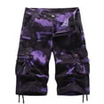 thumbnail image 1 of CaComMARK PI Cargo Shorts for Men Camo Multi Pocket Fashionable Casual Workwear Shorts Camouflage Outdoor Twill Cargo Shorts Purple 6(31), 1 of 5