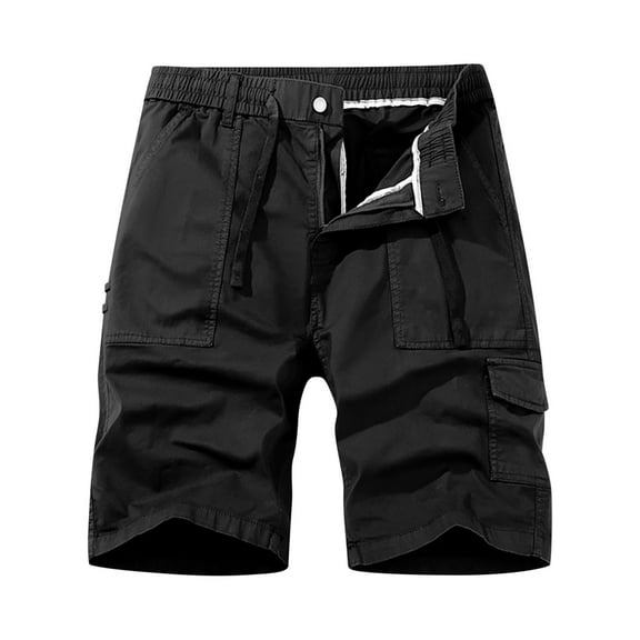 CaComMARK PI Cargo Shorts for Men Casual Workwear Shorts Loose Summer Outdoor Sports Pants Half Shorts Pants Black 4(S)