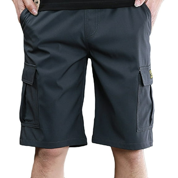 CaComMARK PI Cargo Shorts for Men Multi Pocket Fashion Casual Drawstring Elastic Printing Design with Pockets Shorts Gray 8(XL)
