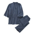 thumbnail image 1 of CaComMARK PI Japanese Style Two-Piece Suit Cotton Bathrobe Pajamas Kimono Bathrobes Sleepwear for Couple Navy 8(XL), 1 of 8