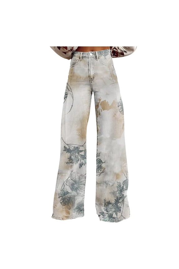 Clearance Jeans for Women Y2k High Waisted Boyfriend Denim Pants Baggy Wide Leg Stretchy Bootcut Flare Jeans