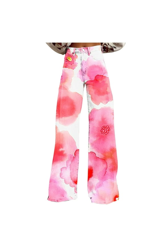 Clearance Jeans for Women Y2k High Waisted Boyfriend Denim Pants Baggy Wide Leg Stretchy Bootcut Flare Jeans