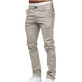 thumbnail image 1 of CaComMARK PI Men's Casual Button Open Slim Fit Straight Solid Color Trousers Gray, 1 of 4