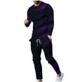 thumbnail image 1 of CaComMARK PI Clearance Men's Casual Tracksuit Athletic Sweatsuits Long Sleeve 2 Piece Outfit Running Jogging Sport Suit Sets Purple 6(M), 1 of 7