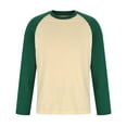thumbnail image 1 of CaComMARK PI Men's Long Sleeve T-Shirt Casual Cotton Baseball Color Block Loose Long Sleeve Bottoming Shirt Green 6(L), 1 of 5