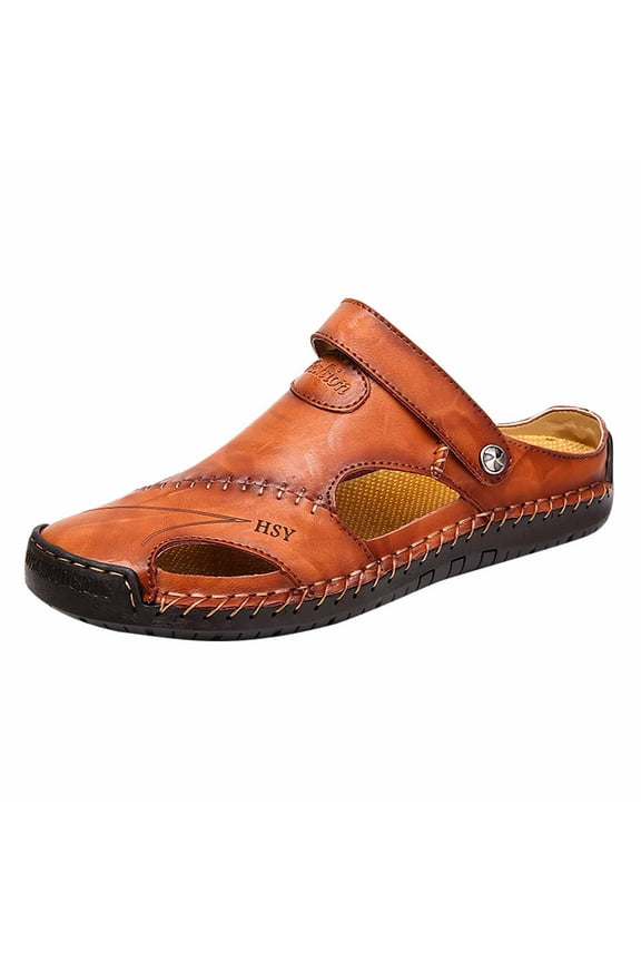 Clearance Men's Sandals Summer Trendy Leather Beach Boots Sewing Footwear
