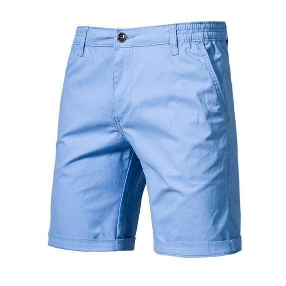 Puntoco Men's Shorts Casual Classic Fit Summer Flat Front Solid Golf Shorts with Pocket Light blue 8(36)