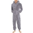 thumbnail image 1 of CaComMARK PI Clearance Men's Warm Fleece One Piece Hooded Zipper Pajamas Set, Soft Adult Onesie Hood Winter Gray 10(XL), 1 of 6
