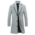 thumbnail image 1 of CaComMARK PI Clearance Men's Wool Blend Pea Coat Notched Collar Single Breasted Overcoat Warm Winter Trench Coat Gray 16(4XL), 1 of 2