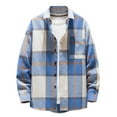 thumbnail image 1 of CaComMARK PI Clearance Mens Plaid Shirt,Long Sleeve,Classic Button Down Shirt Jacket Tops Blue, 1 of 6