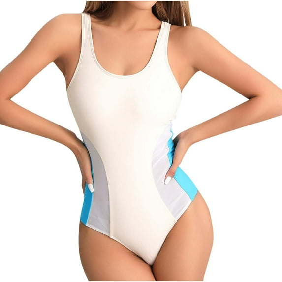 CaComMARK PI One Piece Swimsuit for Women Summer Solid Color Sexy Backless Strap Bikini Swimsuit White XL