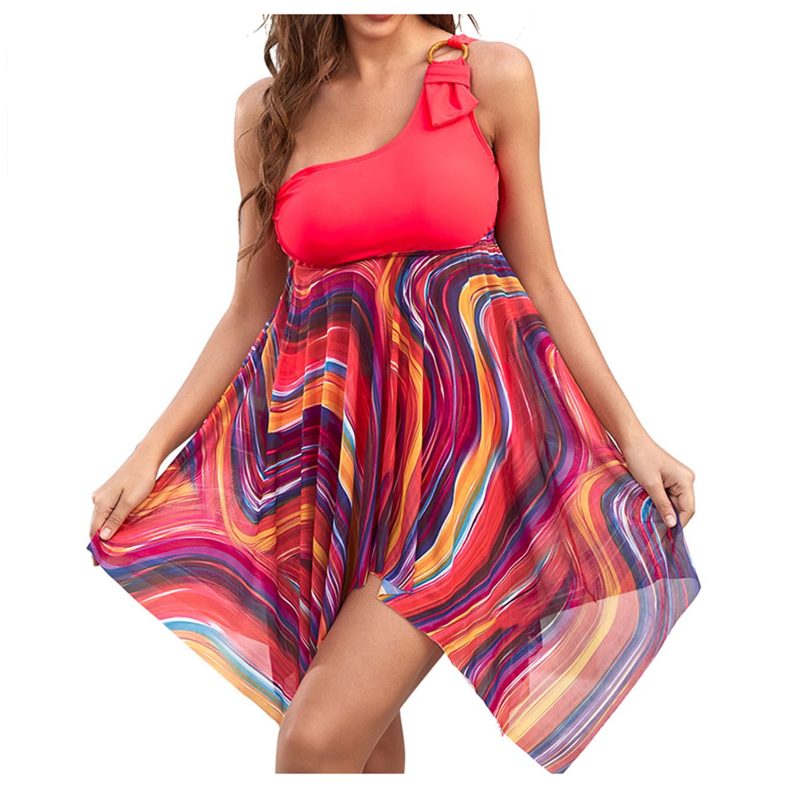 PI Clearance Plus Size Swim Dress Tummy Control Two Piece Swimsuit for Women 2024