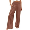 thumbnail image 1 of CaComMARK PI Plus Size Womens Pants Casual Loose Wide Leg Pants High Waist Straight Pants Coffee, 1 of 5