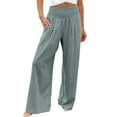 thumbnail image 1 of CaComMARK PI Clearance Plus Size Womens Pants Casual Loose Wide Leg Trousers High Waist Straight Pants Blue, 1 of 5