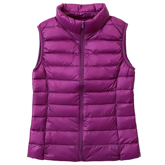 CaComMARK PI Puffer Vest Women Plus Size Padded Jacket Winter Warm Lightweight Coat Quilted Sleeveless Jacket Zip Up Vests Coat Purple 10(XL)