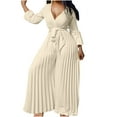 thumbnail image 1 of CaComMARK PI Sexy Jumpsuits for Women Dressy Elegant V Neck Jumper Plus Size formal Wedding Guest Cocktail Party Romper Beige 18(5XL), 1 of 4