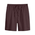 thumbnail image 1 of CaComMARK PI Shorts for Men Oversized Summer Leisure Sports Elastic Waist Solid Color Drawstring Pocket Shorts Wine 16(4XL), 1 of 3